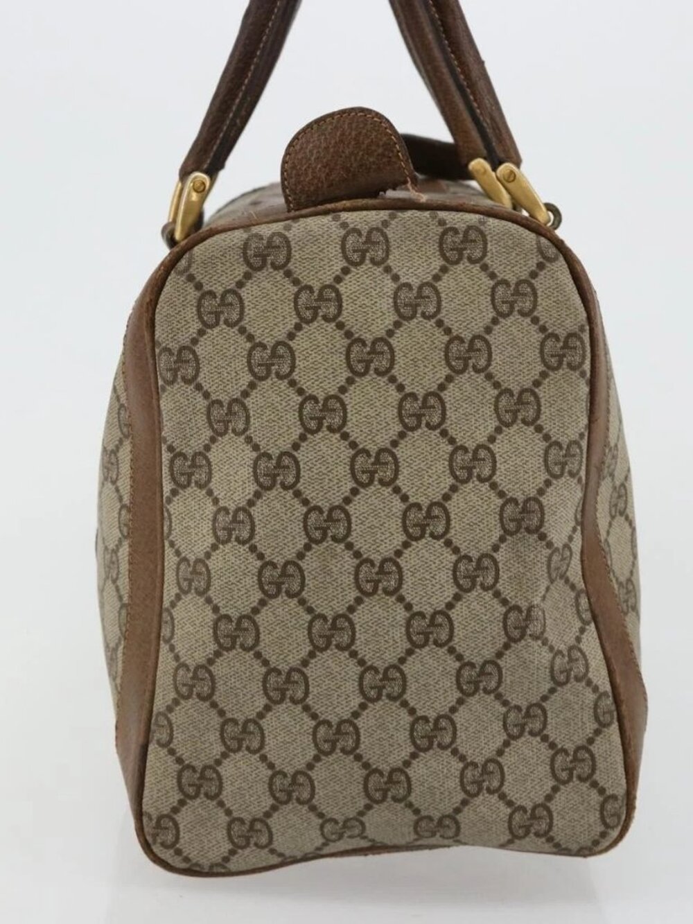 GUCCI GG Supreme Boston Bag PVC Beige Gold Auth 184499 - Picture 6 of 14
